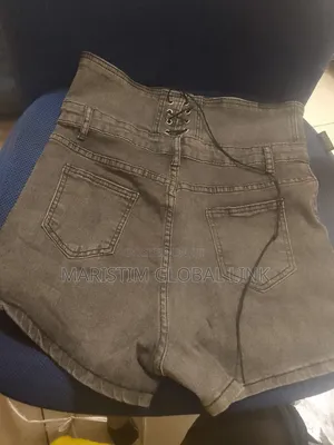 Genfradoom Ladies Stock High Waist Jeans With Rope and Button