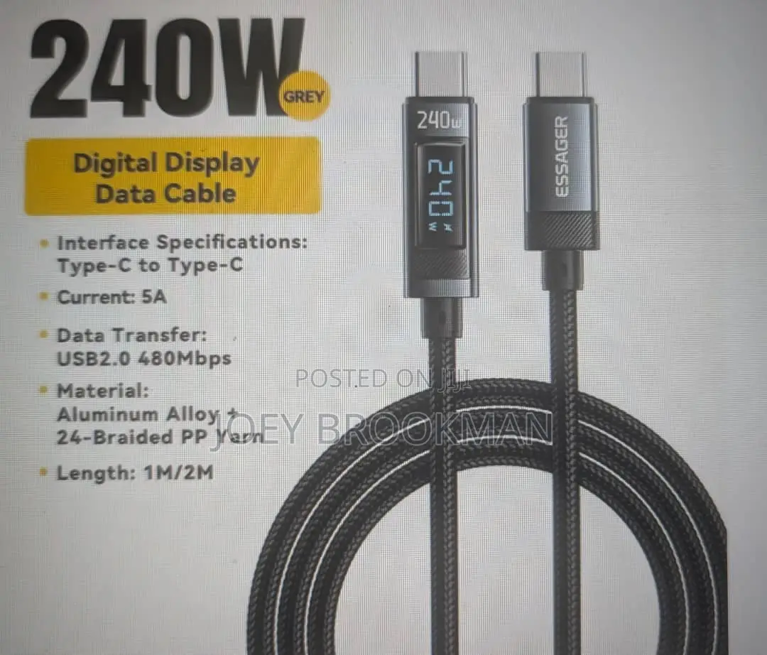 Essager 240w Usb-C to Usb-C Cable With Pd 3.1 Fast Charge