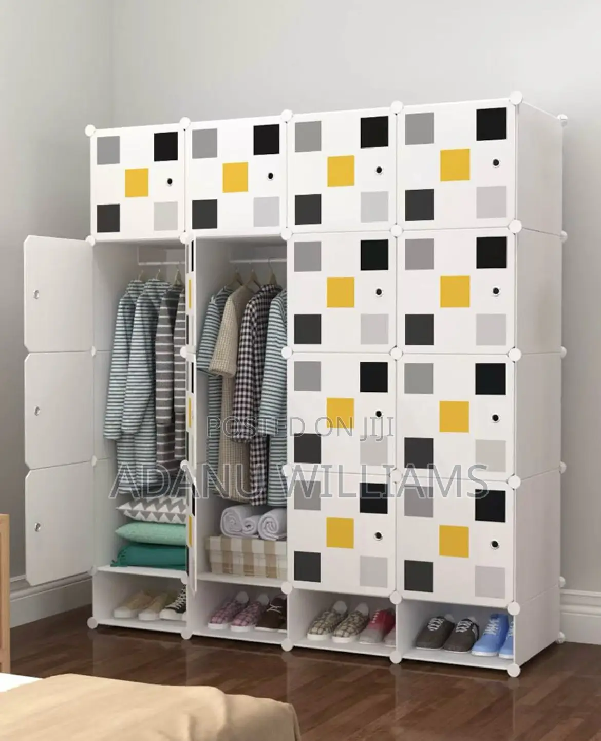 16 Cubes Closet Organizer Storage + Shoe Rack