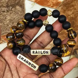 Tiger Eye and Customized Names Bracelets