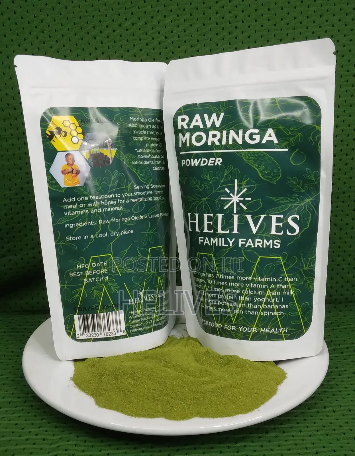 Raw Moringa Powder Helives Pure Organic Fda Certified Approved 125g