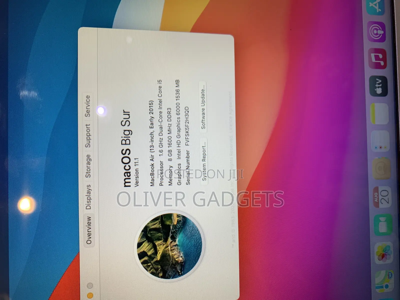 Laptop Apple MacBook Air 8GB Intel Core i5 SSD 128GB