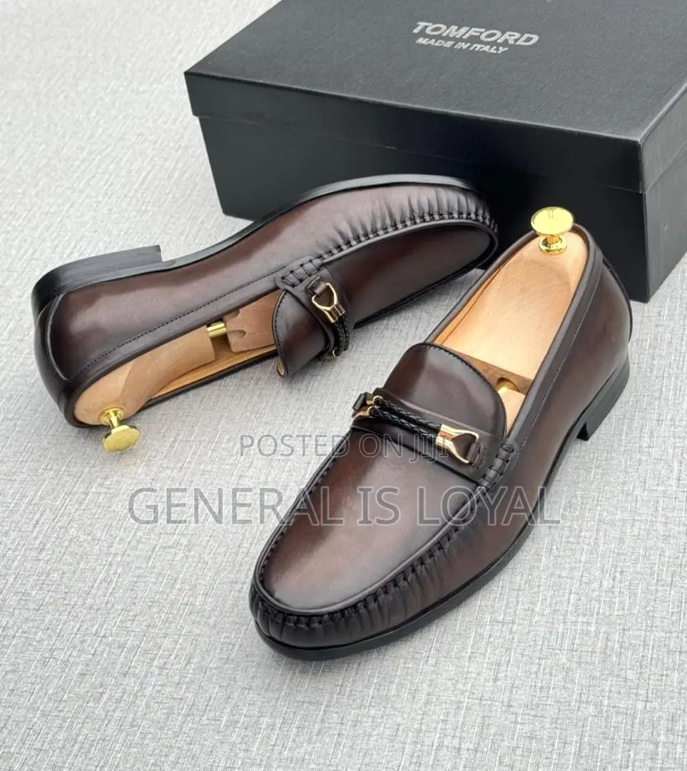 Tomford  Men Leather Coffee Loafers Shoe