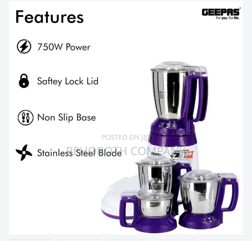 Geepas 750 Watts 3 In 1 Mixer Grinder