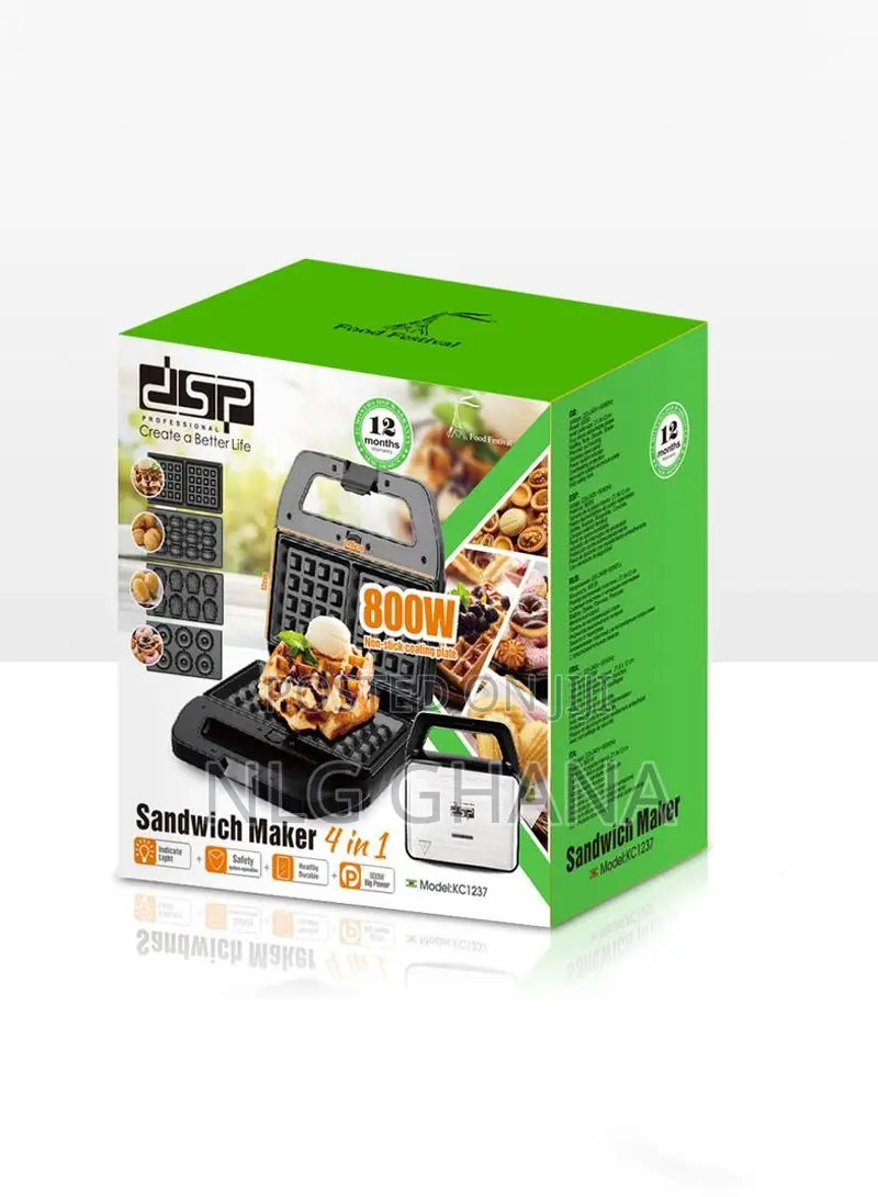 800w 4 In1 Waffle Maker With Non-Stick Coating. Ghx4349
