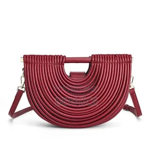 Unique Maroon Leather Handbag.