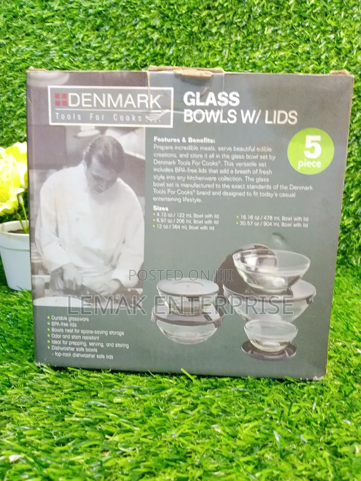 Denmark 5 Pieces Glass Bowl With Lid.