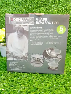 Denmark 5 Pieces Glass Bowl With Lid.
