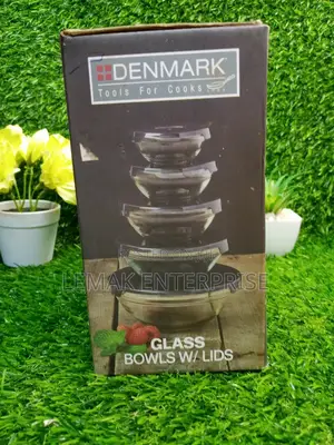 Denmark 5 Pieces Glass Bowl With Lid.