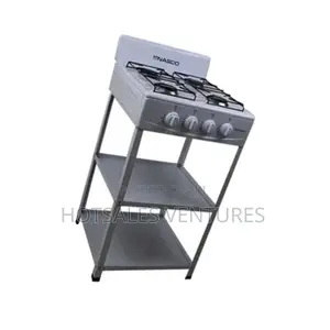 Perfect Nasco 4 Burner Black Cap Gas Stove/White - Nasgs-K4bss-S