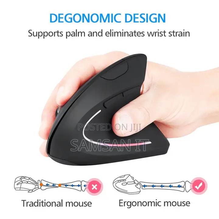 Vertical Ergonomic Mouse - Adjustable Dpi - Wireless