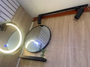 Led Mirror With Shelves Black