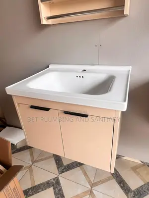 Cream Cabinet Basin With Mirror_50cm_cabinet Basin