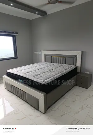 Gray Queen Size Bed Frame With Side Drawers and Matters