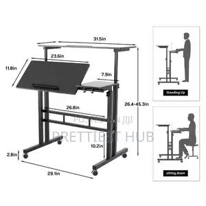 Sit and Stand Height Adjustable Laptop Study Desk
