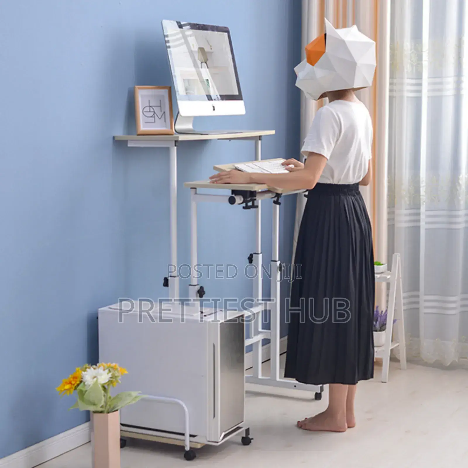 Sit and Stand Height Adjustable Laptop Study Desk