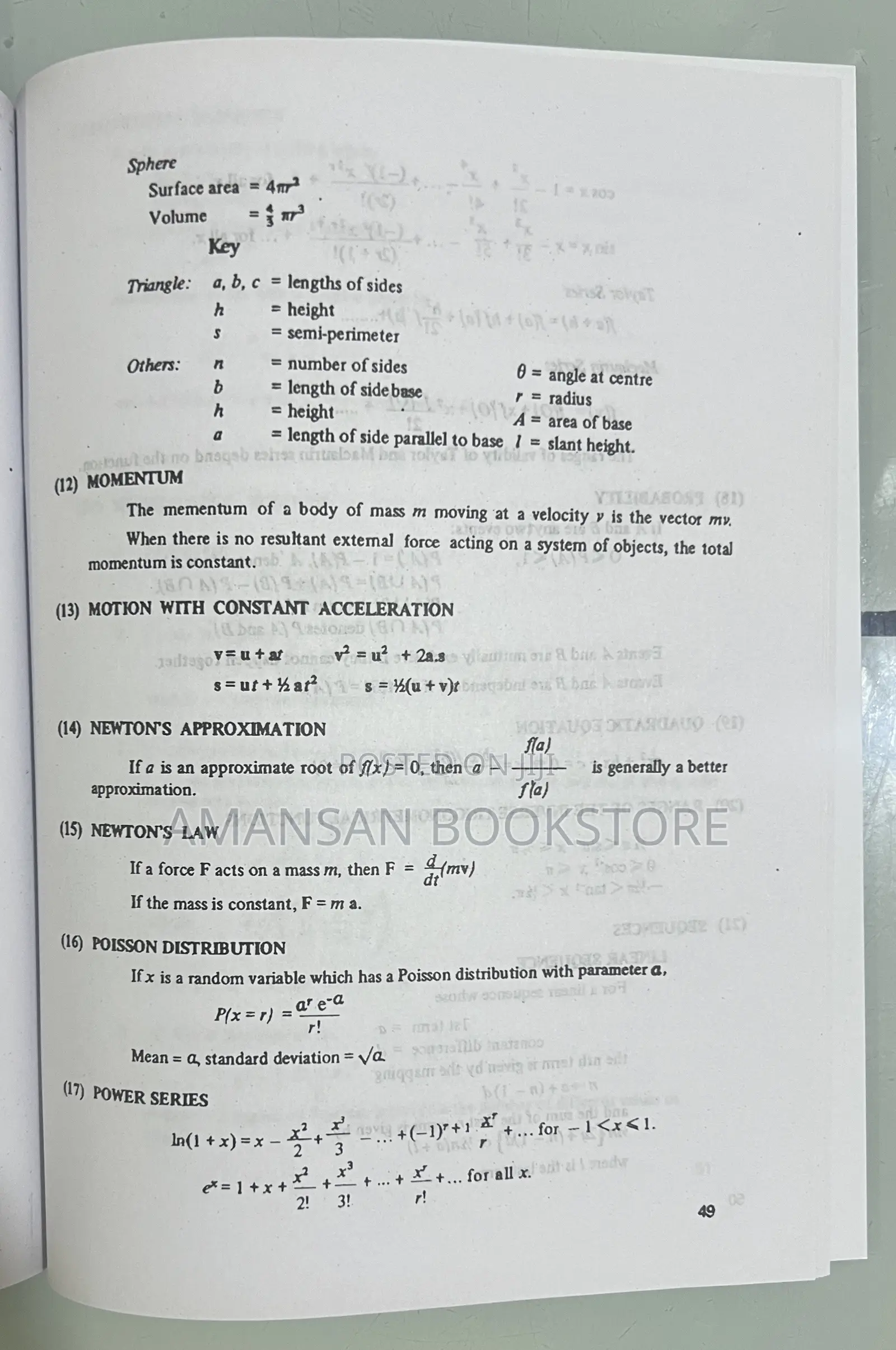 Waec Mathematical Statistical Tables and Formulae