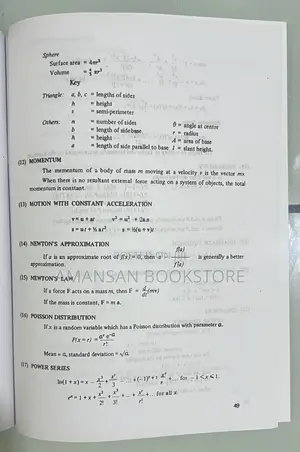 Waec Mathematical Statistical Tables and Formulae