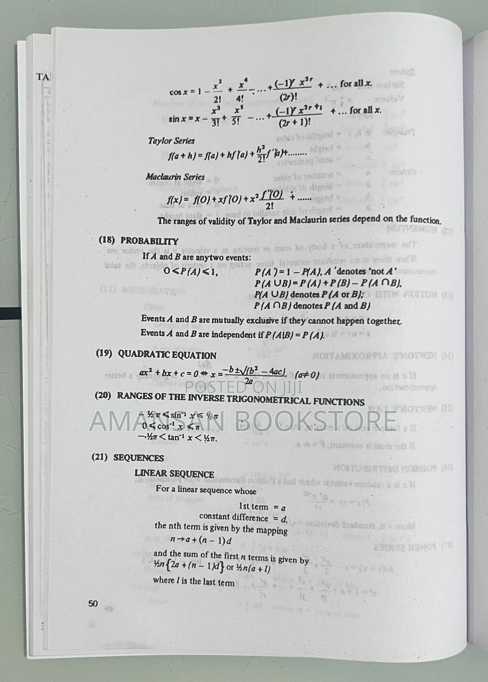 Waec Mathematical Statistical Tables and Formulae