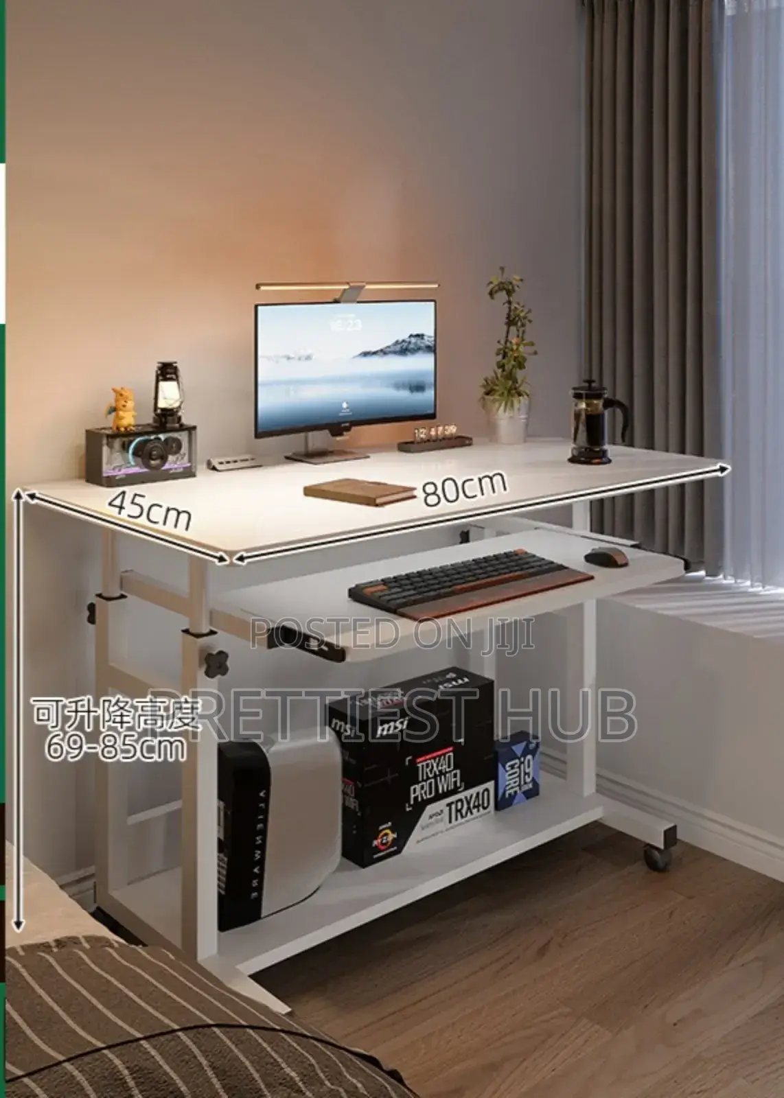 Height-Adjustable Laptop/Computer Desk With Keyboard Tray
