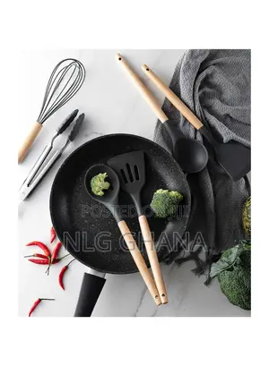 11pcs/Set Wooden Handle Silicone Kitchenware. Tvx5586