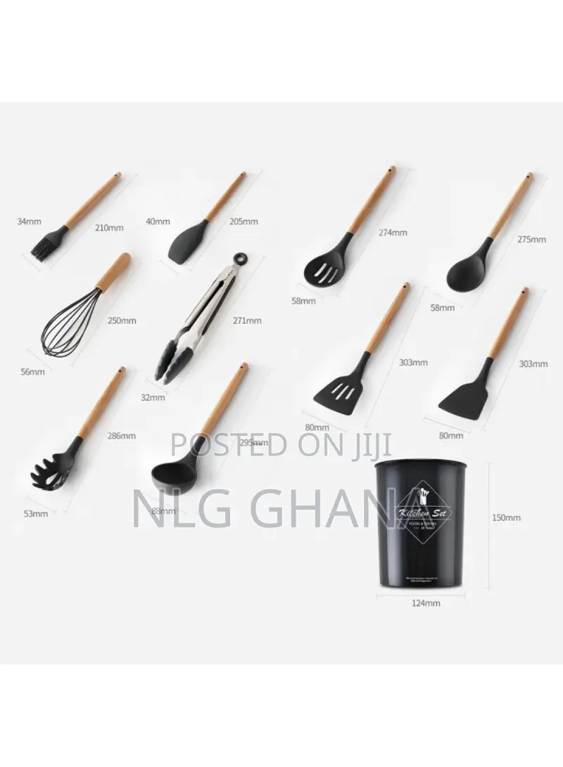 11pcs/Set Wooden Handle Silicone Kitchenware. Tvx5586