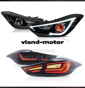 Glossy Black For 11-13 Elantra 4dr Sedan Smoke Led Projector Headlight