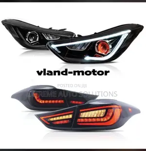 Glossy Black For 11-13 Elantra 4dr Sedan Smoke Led Projector Headlight