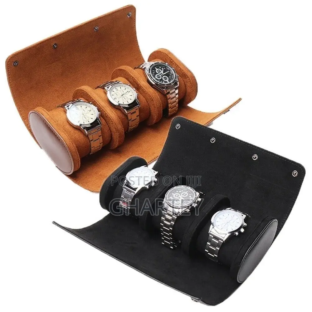 Premium High Quality Leather Roll Travel Simple Watch Case/ Organizer