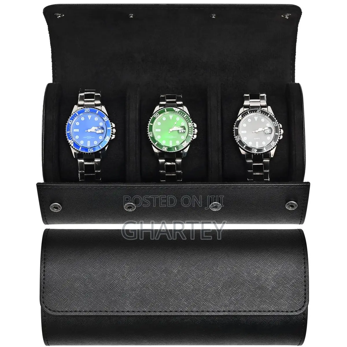 Premium High Quality Leather Roll Travel Simple Watch Case/ Organizer