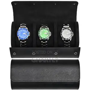 Premium High Quality Leather Roll Travel Simple Watch Case/ Organizer