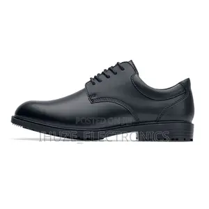 Cambridge Slip Resistant Black Leather Mens Dress Shoe for Work