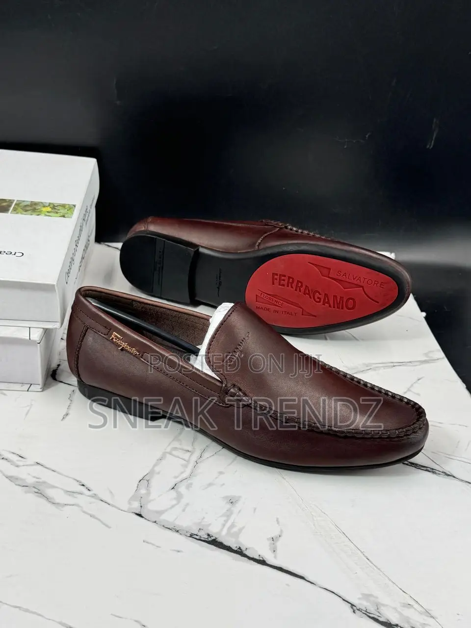 Original Ferragamo Loafers Coffee Brown