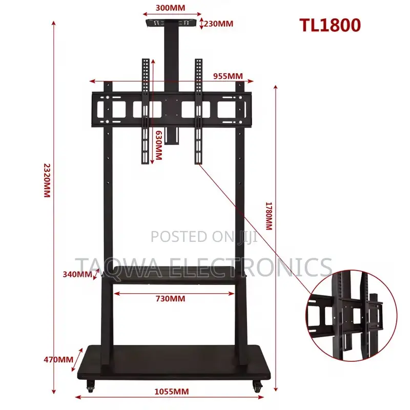 Standing on Wheels Mobile Tv Stand 32-75 Inch