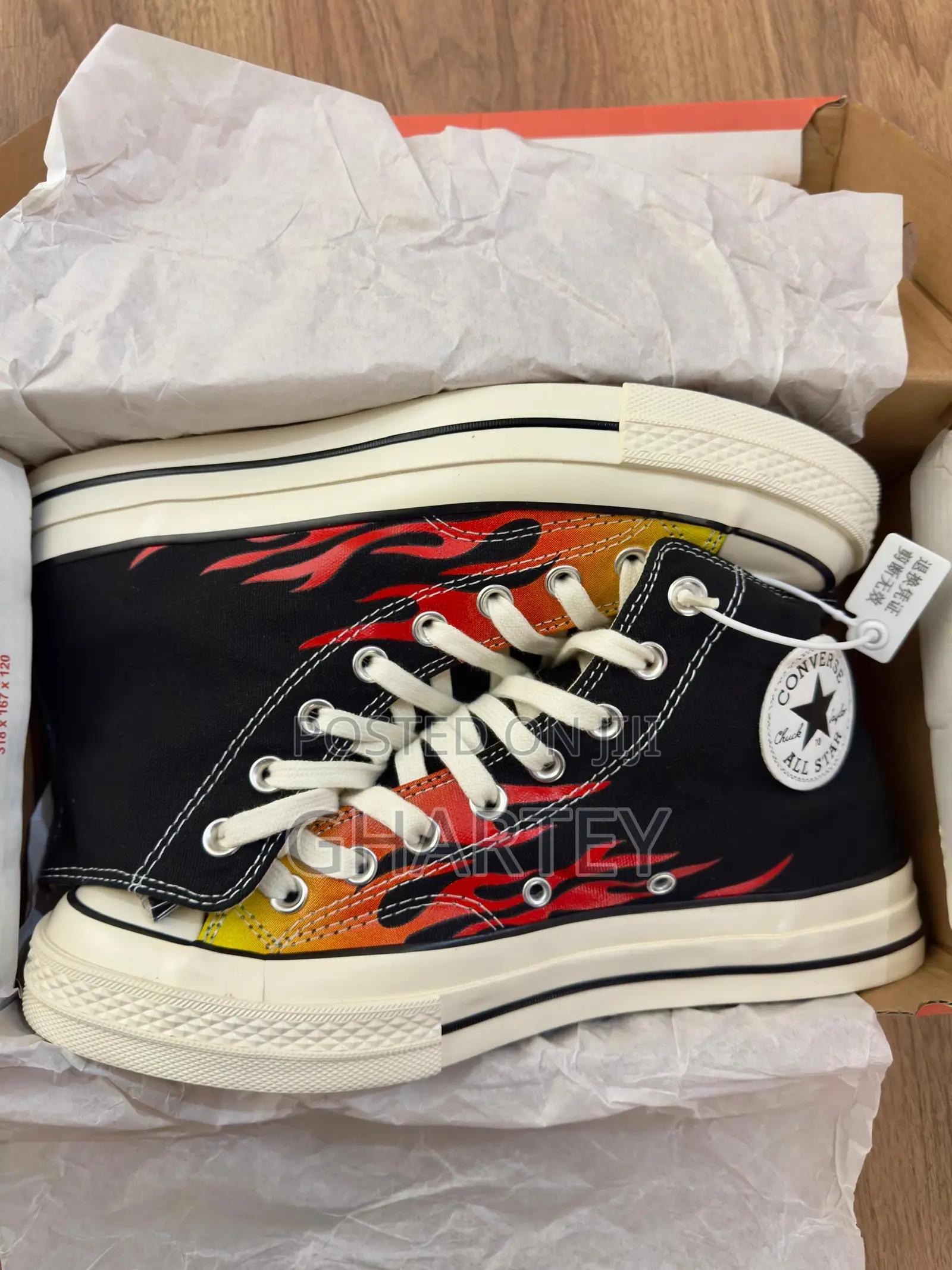 Conver All Star Flame High Top Sneakers - Black & Red