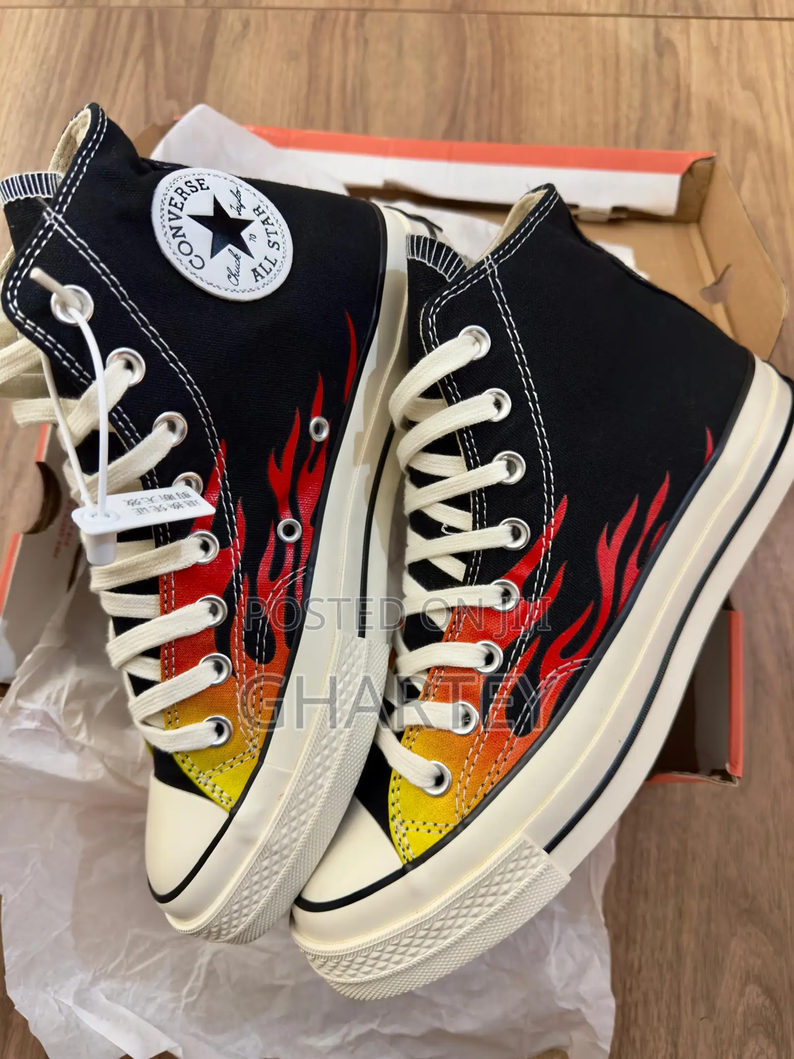 Conver All Star Flame High Top Sneakers - Black & Red