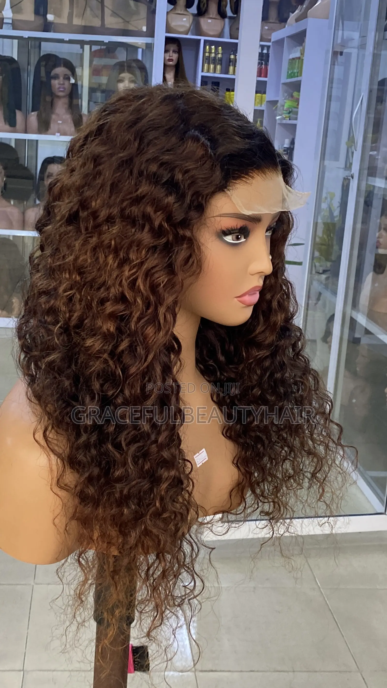 20 Inches Carribean Curly Wig Cap Color Brown