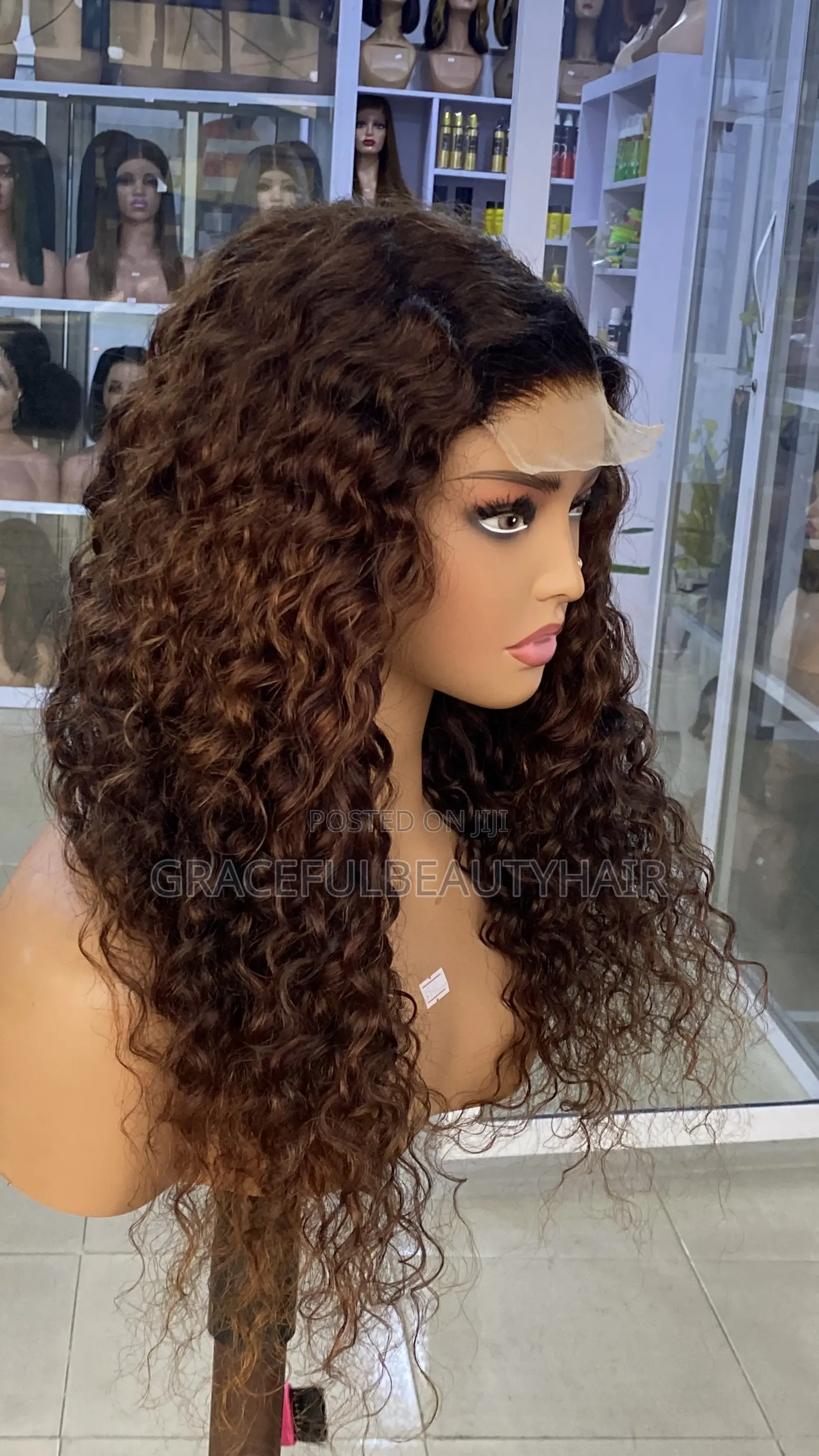 20 Inches Carribean Curly Wig Cap Color Brown