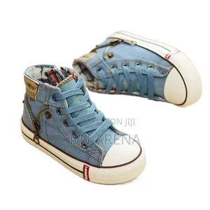 Unisex Kids Canvas Boot Denim Jeans Boot