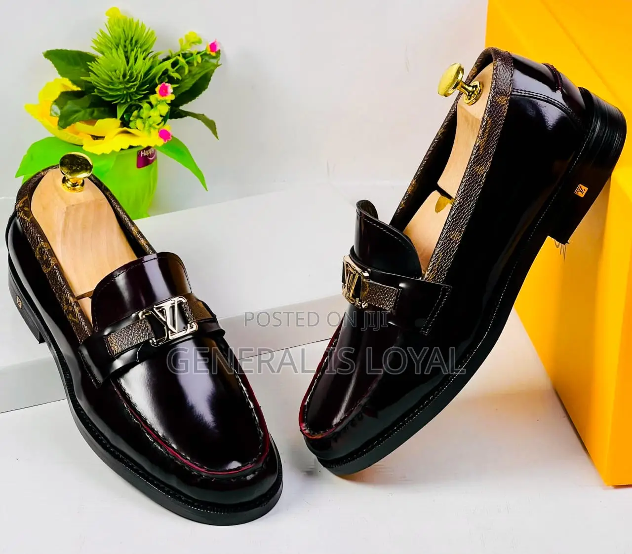 Louis Vuitton Coffee Mirror Leather Men Loafers Shoe