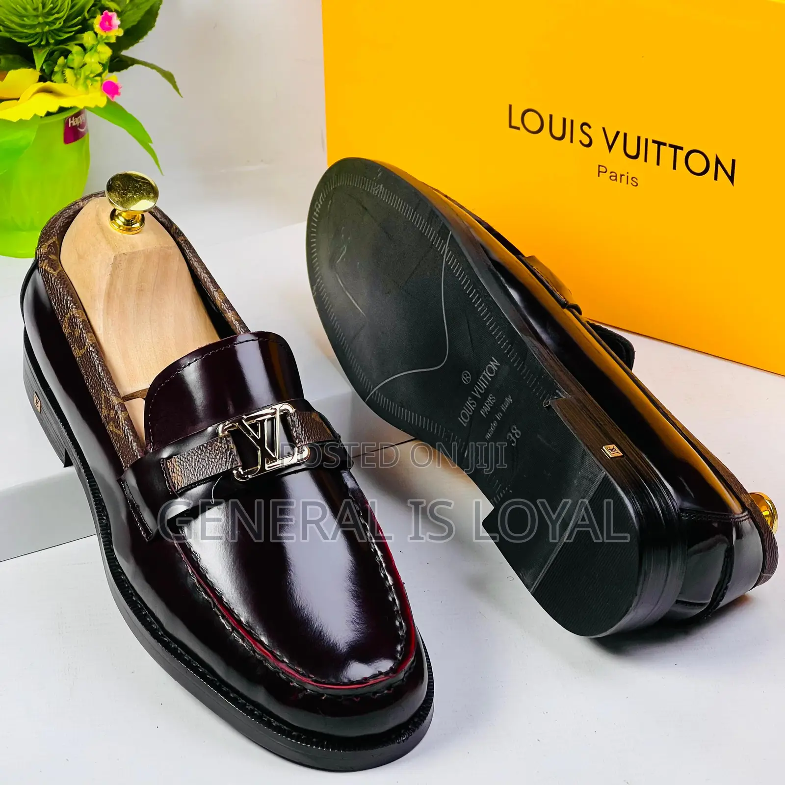 Louis Vuitton Coffee Mirror Leather Men Loafers Shoe
