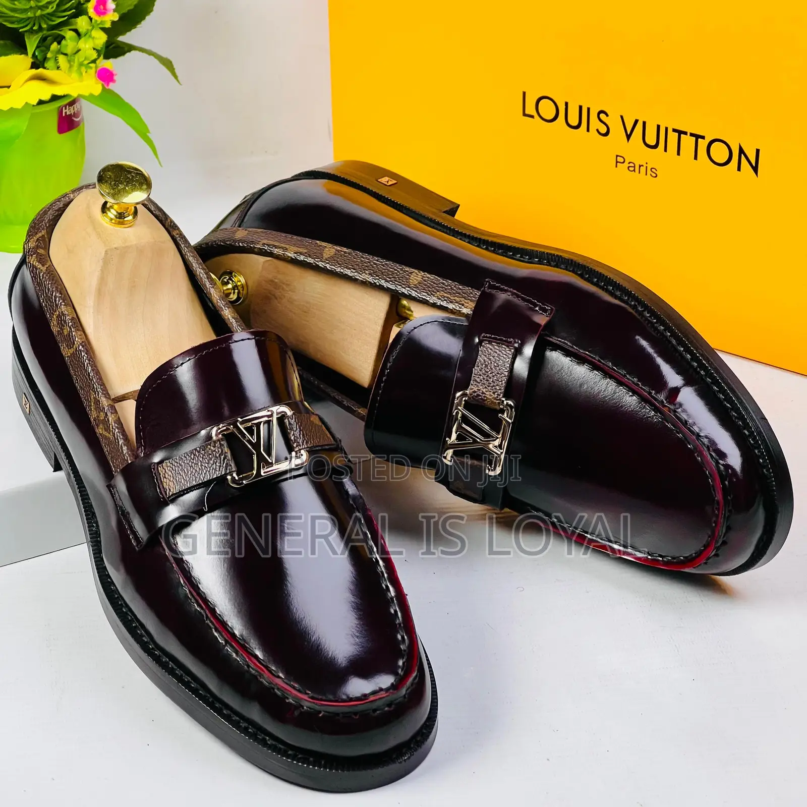 Louis Vuitton Coffee Mirror Leather Men Loafers Shoe