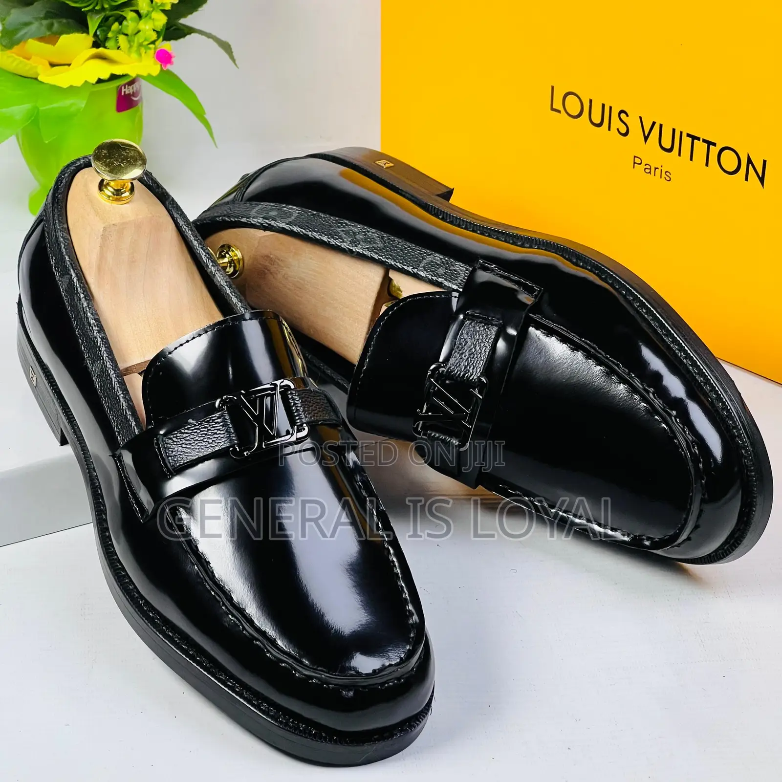 Louis Vuitton Black Mirror Leather Men Loafers Shoe