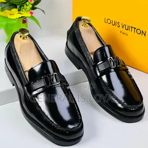 Louis Vuitton Black Mirror Leather Men Loafers Shoe