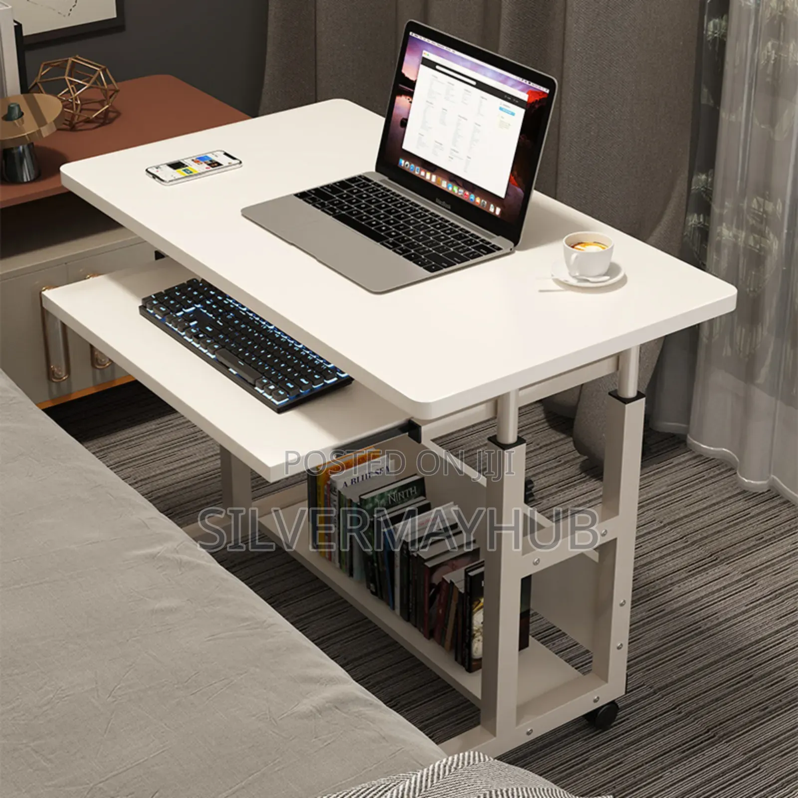 Adjustable Study And Computer Desk With Keyboard Drawer