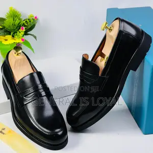Steve Riots Men Black Leather Loafers Shoe