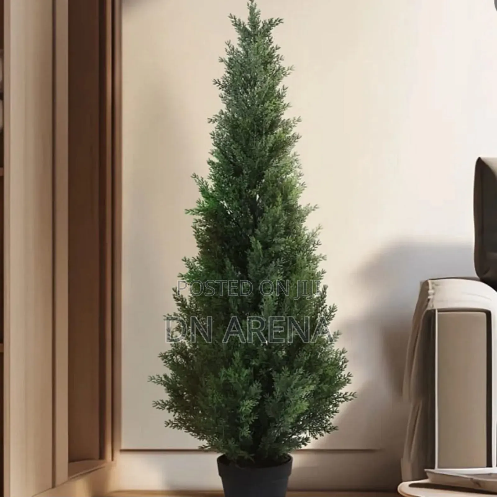 Set of Two Faux Cedar in Pot, Fake Uv Rated Potted Artificial Plant