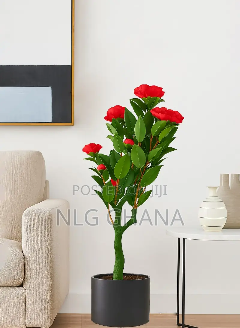46cm / 18.1" Artificial Camellia Tree, Fake Red Artificial Camellia.