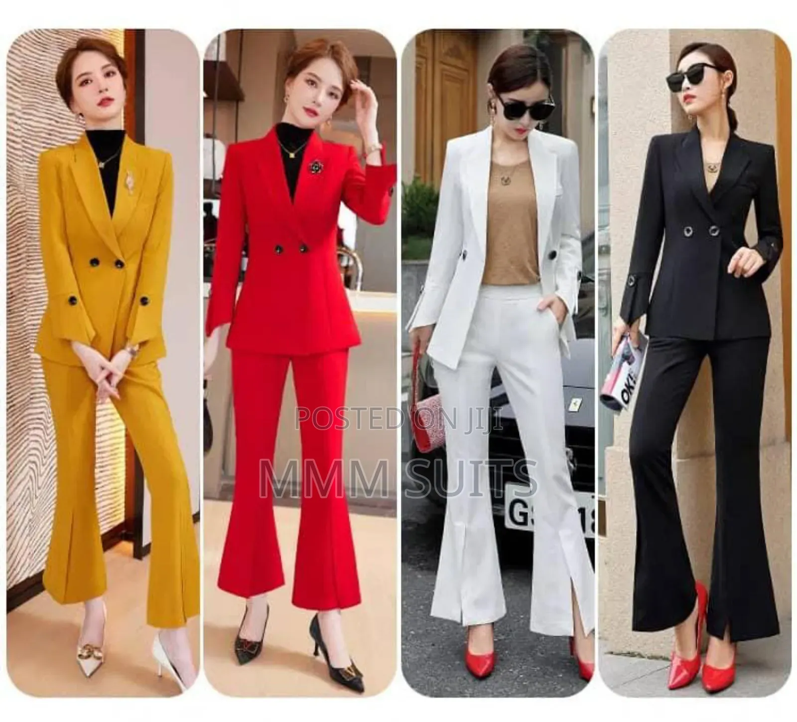 2-Piece Double-Breasted Ladies Suit With Pallazo Trousers