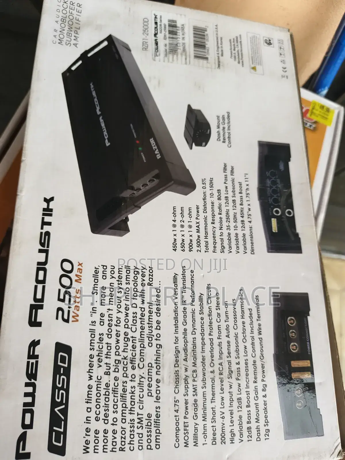 Acoustik Rzr1-2500d Class D Mono Block Subwoofer Amplifier